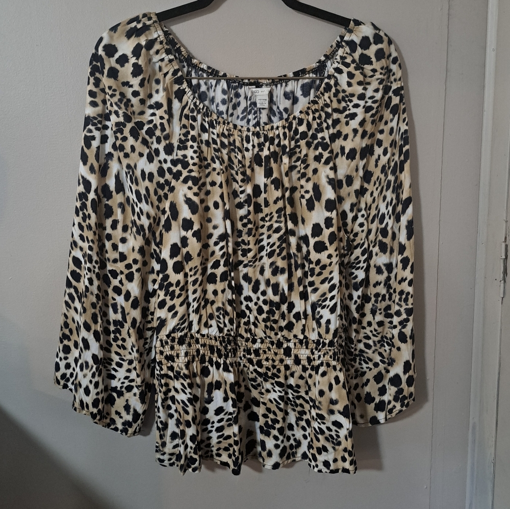 Cato Leopard Print Peplum Top